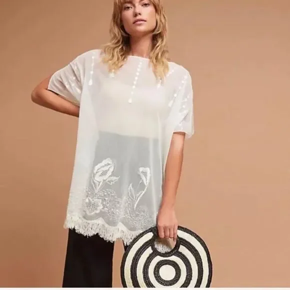 Anthropologie Blusa Palmeras Poncho NWT